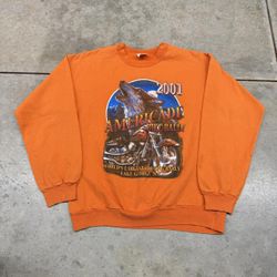 vintage americade bike rally orange wolf crewneck size medium