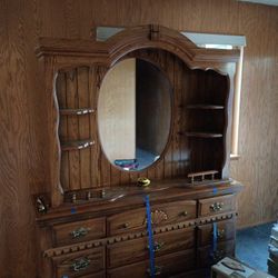 Vanity With Mirror And Shelves 