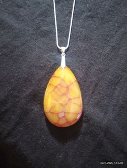 Carnilian And 925 Sterling Silver Chain