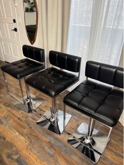 Black Faux Leather Bar Stools