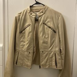Poetry Tan Leather Jacket Size Medium 