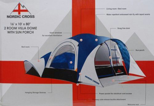 Nordic cross 2 room villa dome tent with sun porch