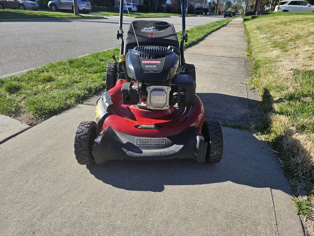 Craftsman Mower Big Wheels Out Back Lawnmower Mint Condition Easily Starts First Pull