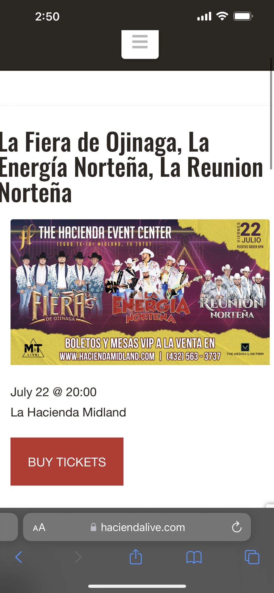 La Fiera Tickets 7/22/2022