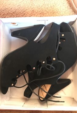 Peep toe black booties size 9