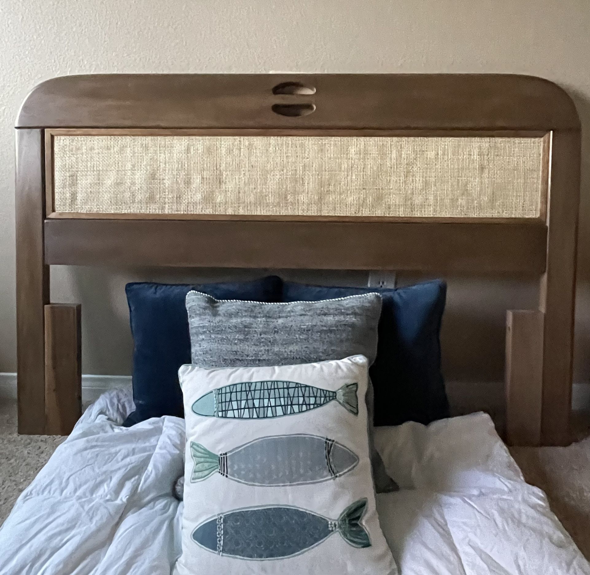 Queen Modern solid Teak Headboard