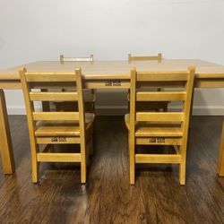 New ECR 4KIDS 30” x 48” Rectangular Hardwood Table With 4 Chairs and 22” Legs