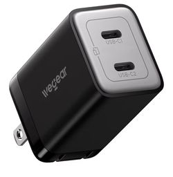 45W Dual USB-C GaN Fast Charger, Foldable Compact Wall Charger with PD PPS QC4.0 for Galaxy S25/S24, iPhone 17/16/15, iPad, MacBook, Steam Deck (Black