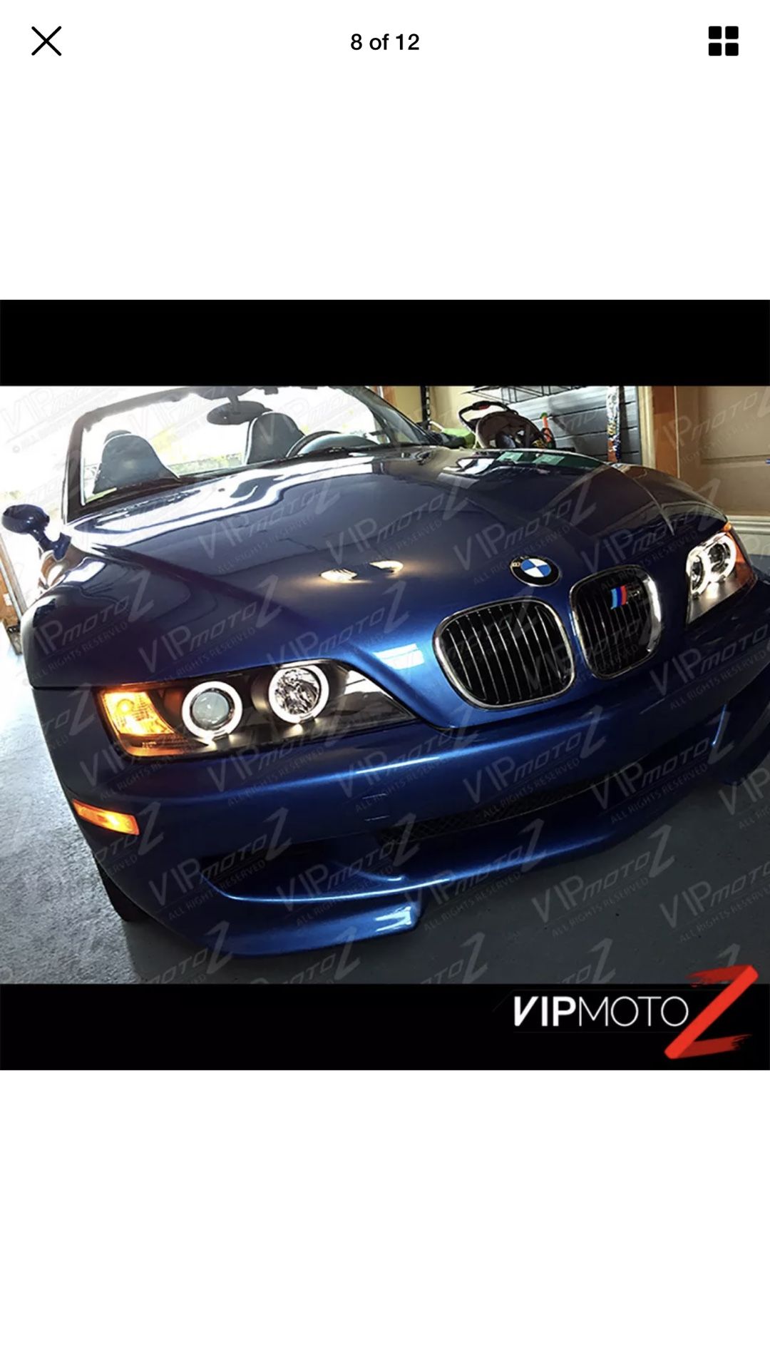 Ew 1996-2002 BMW Z3 "M-POWER" Black Angel Eye Halo Ring Projector Headlights LH+RH