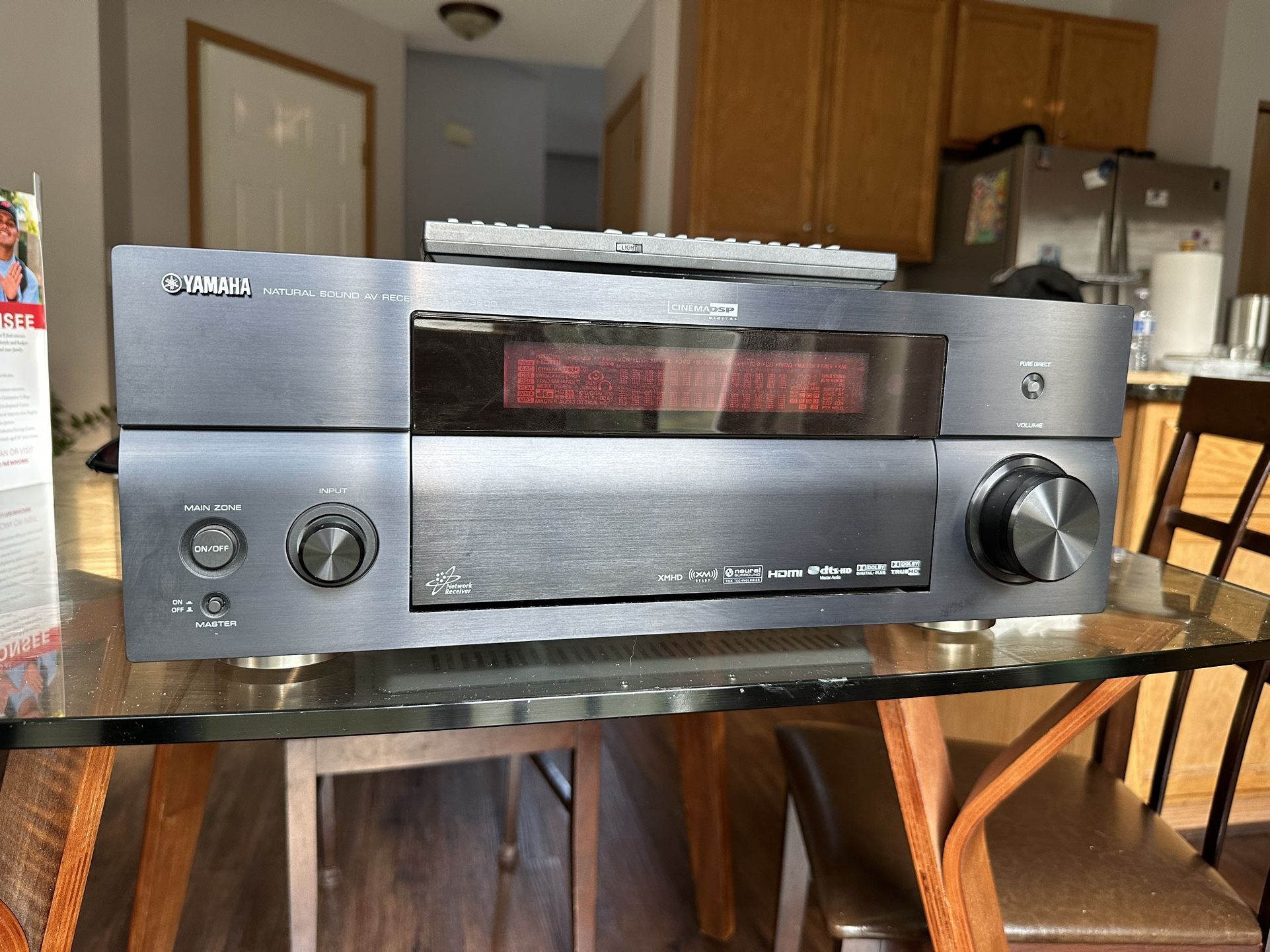 Yamaha RX-V3800 7.1 A/V Receiver + remote flagship series with powerful 140 wpc.