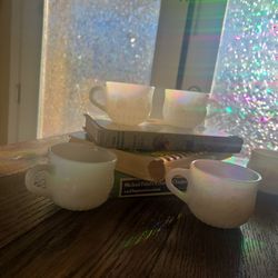 Vintage Milk Glass Cups Set