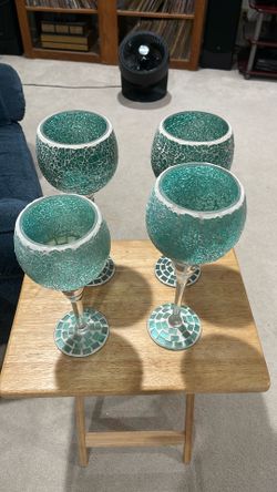 Cracked Glass Candle Holders