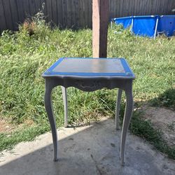 Cute blue and white end table coastal decor