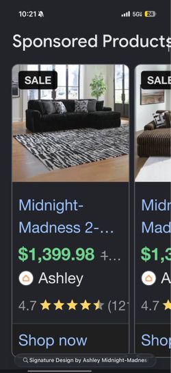 Ashley midnight madness sofa