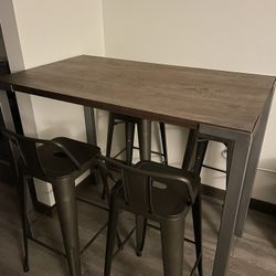 High Dining Table And 4 Stools