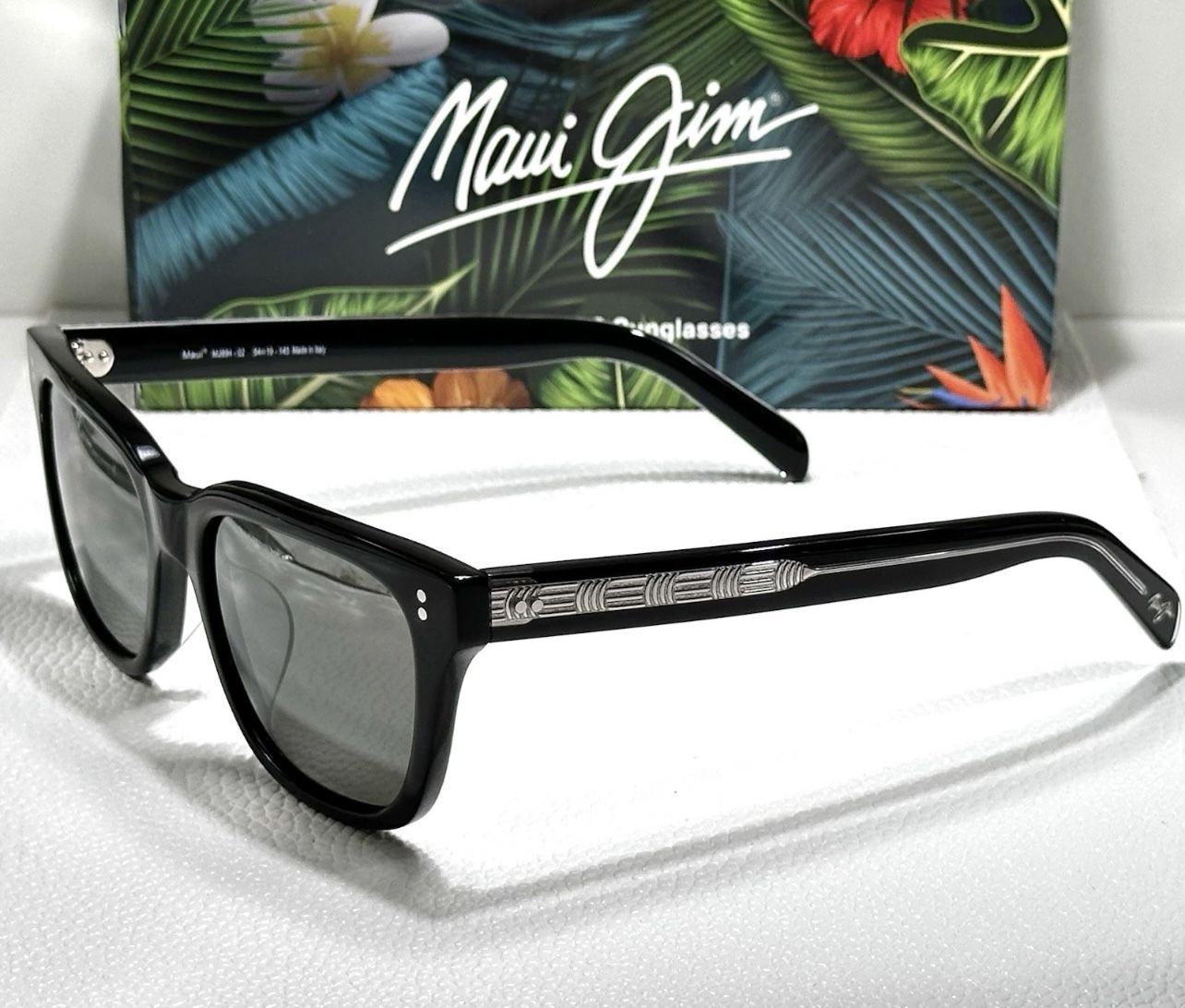 Maui Jim Likeke 894 02 Black Polarized Sunglasses Size (54 19 145) — Made In Italy — Brand New