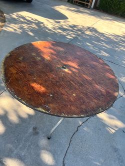 Round wooden table