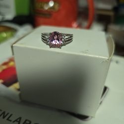 Size 7 Pink Topaz Sterling Silver Ring