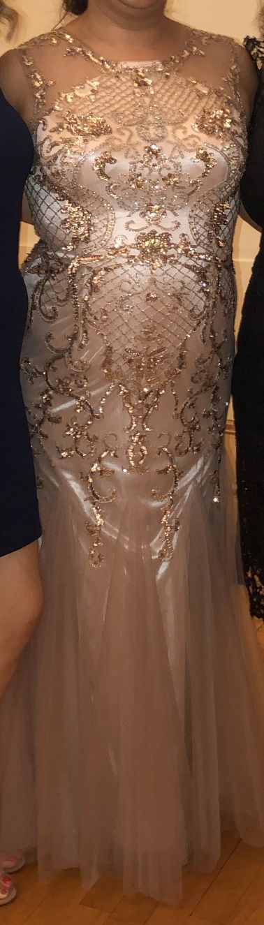 Beautiful Rose Gold/gold beads evening prom dress