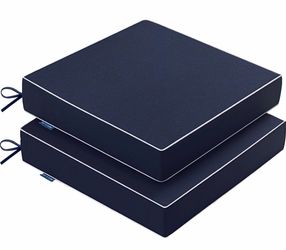 MIULEE Navy Blue Outdoor Patio Chair Cushions (Set of 2) - 18.5" × 16"x 3" NWT
