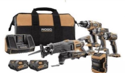 RIDGID 18-Volt Lithium-Ion Cordless 6-Tool Combo Kit with (2) 4.0 Ah