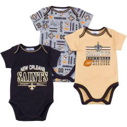 New Orleans Saints 3 Pack Onesies Infant 0-6 Months