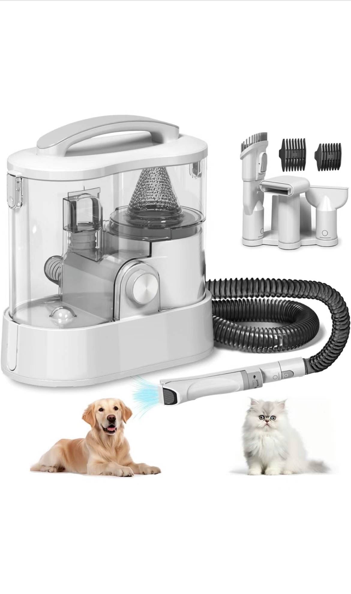 Pet Grooming Vacuum with 3.3L Dust Cup, Low Noise Dog Grooming Kit, Dog Vacuum Brush for Shedding Grooming, 3 Suction & Blowing Hair Dryer Heating Mod