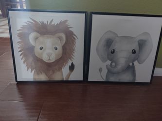 Lion & Elephant Nursery/Toddlers Wall Art
