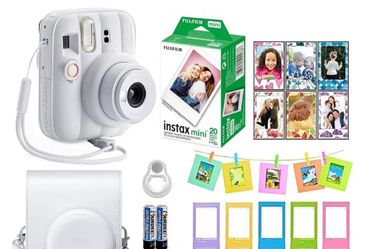 Fujifilm Instax Mini 13 Instant Camera Bundle - Clay White, with 20-Sheet Film Pack + Accessories