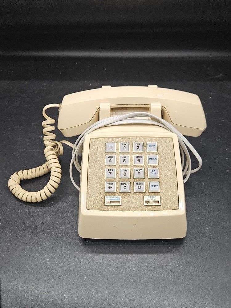 Vintage AT&T Corded Push Button Table Desk Telephone Landline (contact info removed)61