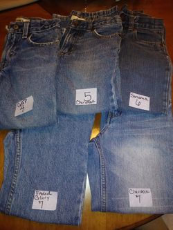 Lot of 8 kids pants. Jeans and one dress pants