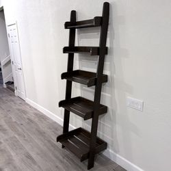Stylish Leaning Ladder Shelf (5-tier, dark brown) 
