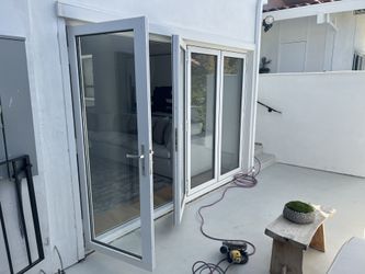Aluminum Bifold Door 144”W x 80”H 4 Panels Available In Black Or White Finish Brand New