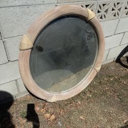 Vintage Costal Woven Rattan Mirror