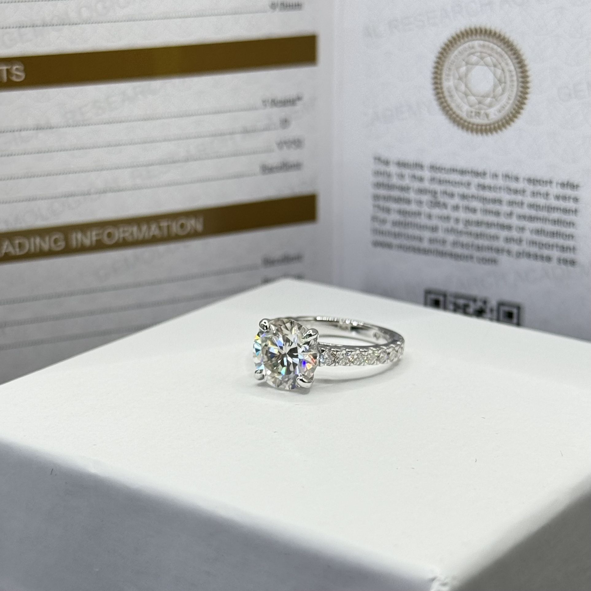 3.54 cttw GRA Moissanite certified promise catedral ring sz 5 And 6 available