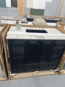 Bathroom vanity cabinet 42” solid mango Quartz top with sink and backsplash