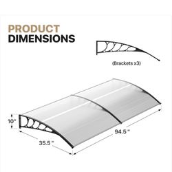 94.5 inch Patio Front Door Awning Window Sun Rain Protection Shelter Canopy