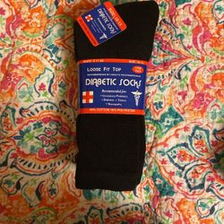 Diabetic Socks 3 Pairs Black Circulatory Socks Size:10-13