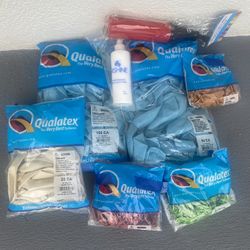 Balloons -Qualatex 11”, 16” & 5” Blue, White, Green, Gold & Rose