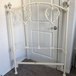  Vintage Elliot's Design White Enameled Iron Twin Size Bed