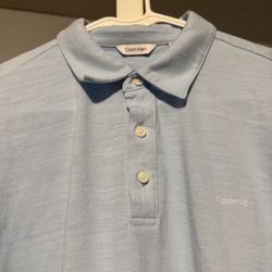 NWT Calvin Klein Baby Blue With White Logo Polo Shirt, Size L