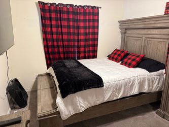 Queen storage bed and nightstand