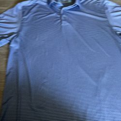 Performance Blue White Geometric Polo Short Sleeve Men’s Size L
