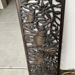 Hand-carved decorative wall panel – bird & floral design