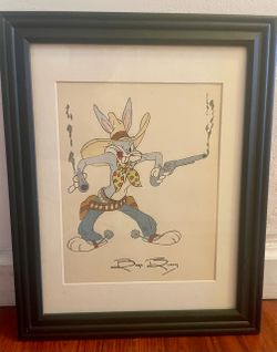 hand-painted animation cel featuring Western Bugs Bunny