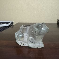 Indiana Glass Co. Clear Glass Frog Votive Candle Holder Ohio USA 3 " Height