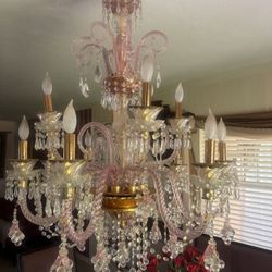 12 Light  Swarovski Chandelier Pink $2500