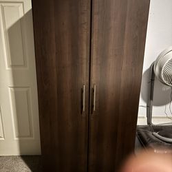 Brown Cabinet With Shelves 65” T x 32” W x 17” D