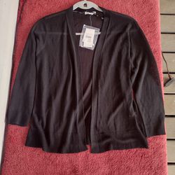 Est 1946 Black Open Cardigan Light Sweater Mesh Size Medium