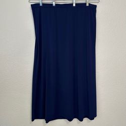 Ulla Popken Blue Stretch Pull On Midi Skirt